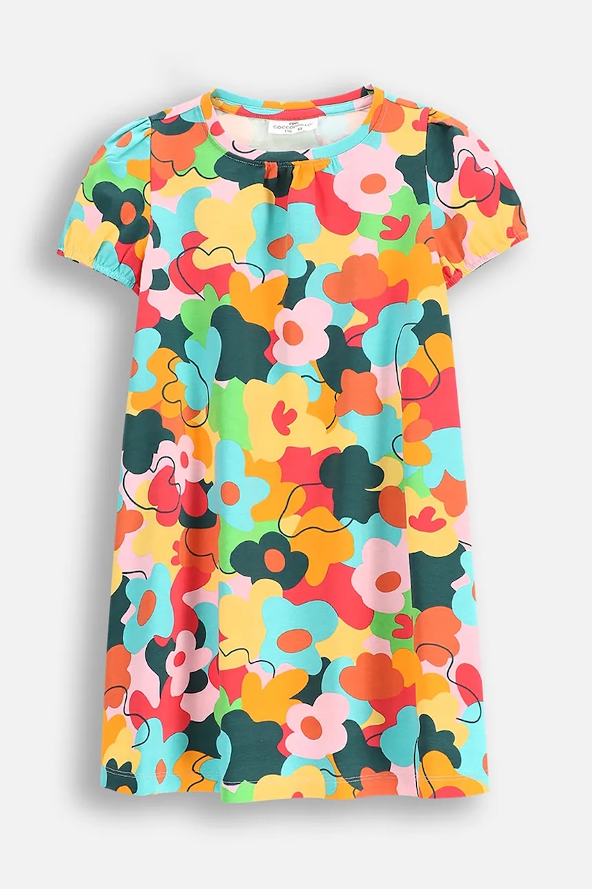 Coccodrillo rochie culoarea verde, midi, dreaptă, MAXITROPIC GIRL KIDS