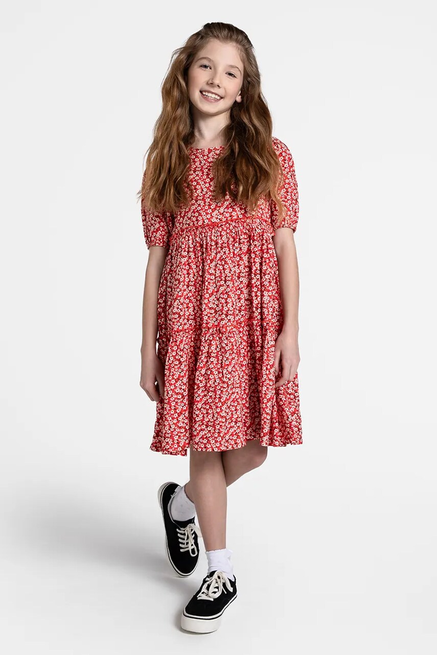 Coccodrillo rochie culoarea rosu, midi, evazată, NOSTALGIC MEADOW GIRL JUNIOR