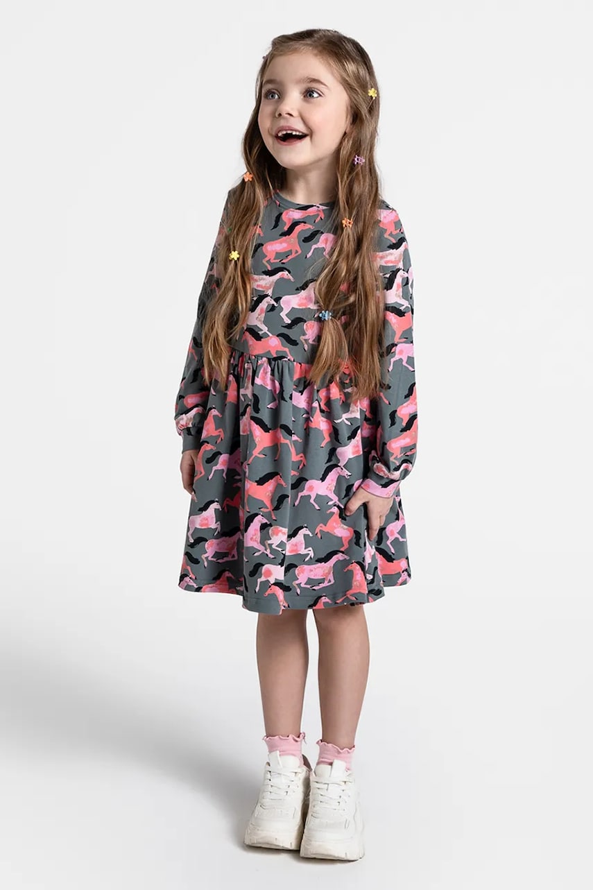 Levně Šaty Coccodrillo zelená barva, mini, NOSTALGIC MEADOW GIRL KIDS