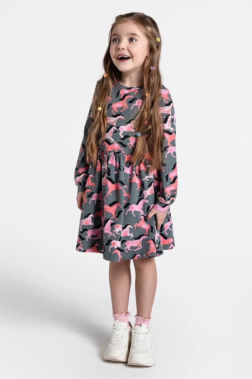 Coccodrillo rochie culoarea verde, mini, evazată, NOSTALGIC MEADOW GIRL KIDS