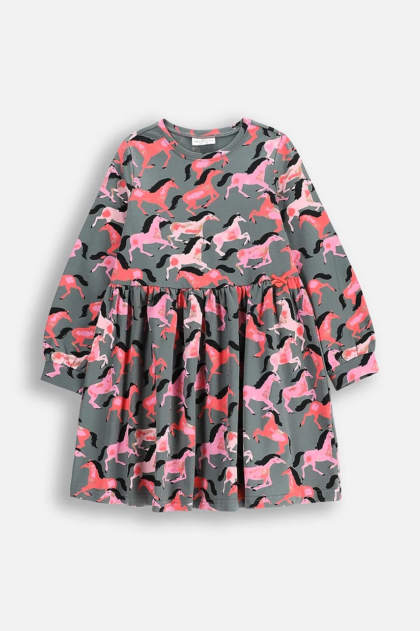 Платье Coccodrillo цвет зелёный mini расклешённое NOSTALGIC MEADOW GIRL KIDS