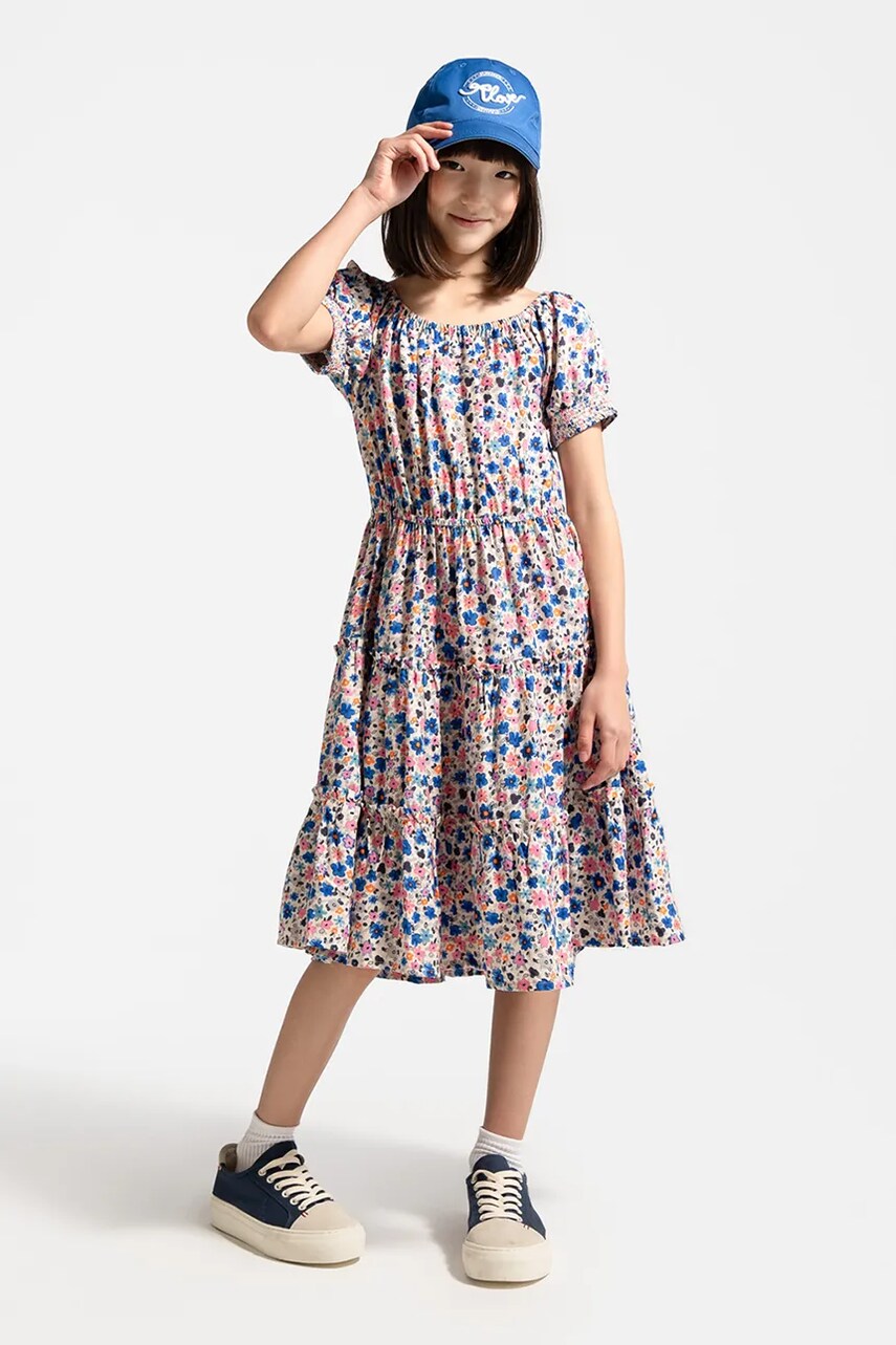 Coccodrillo rochie midi, evazată, FLOWER PARADISE GIRL JUNIOR