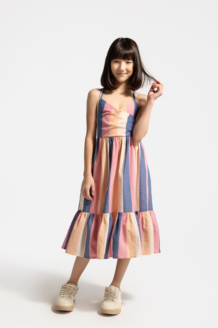 Coccodrillo rochie din bumbac maxi, evazați, FLOWER PARADISE GIRL JUNIOR