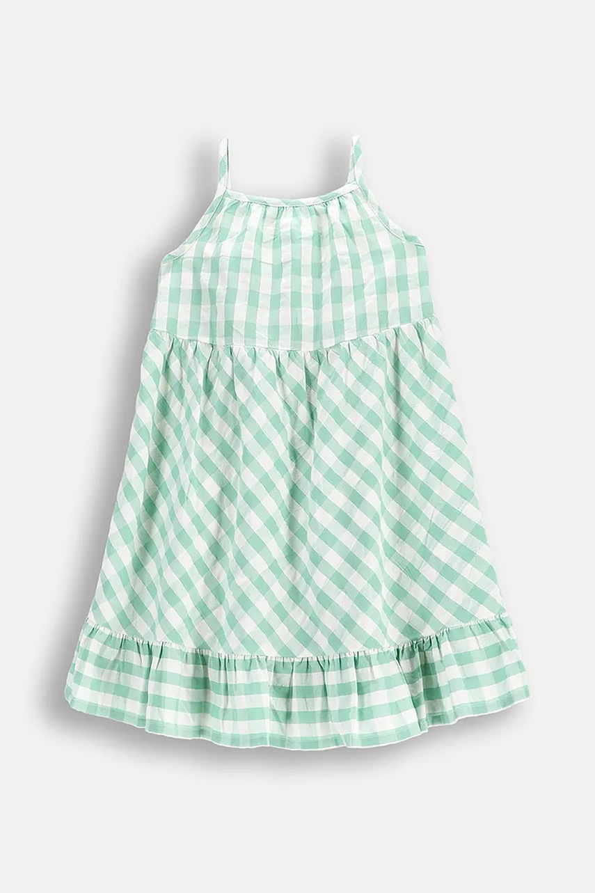 Хлопковое платье Coccodrillo цвет зелёный maxi прямое HOLIDAY SPLASH GIRL KIDS