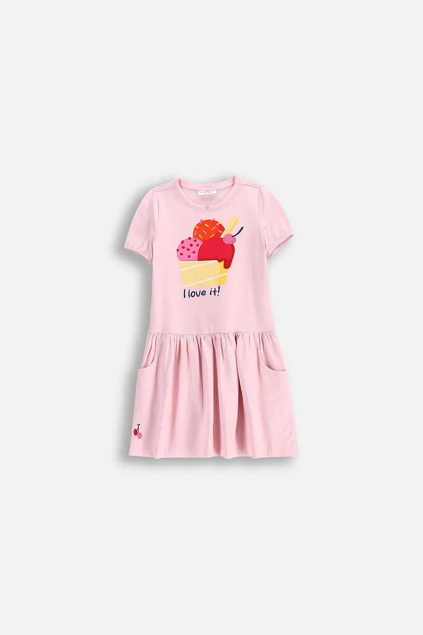 Coccodrillo rochie culoarea roz, mini, drept, HOLIDAY SPLASH GIRL KIDS