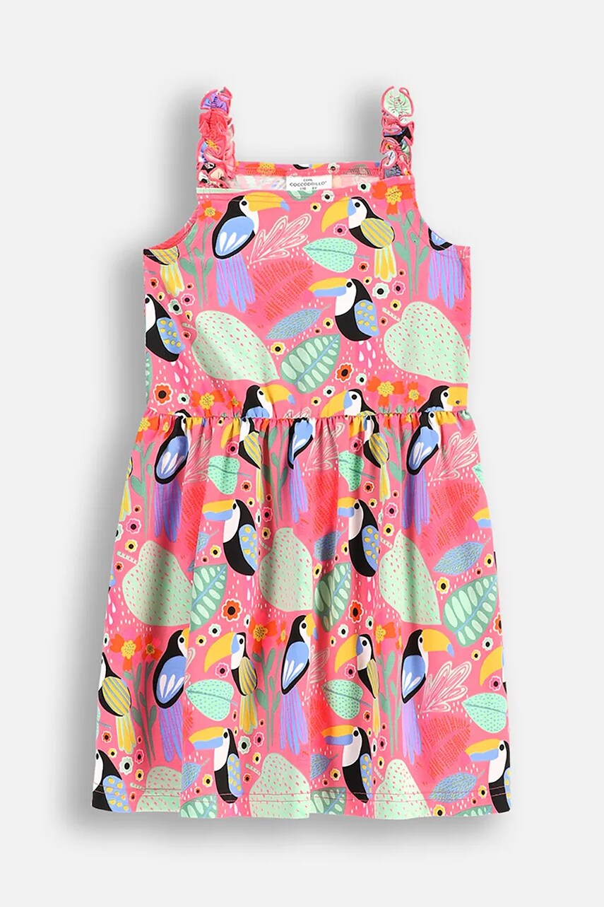 Coccodrillo rochie culoarea roz, midi, evazați, TROPICAL STORY GIRL KIDS