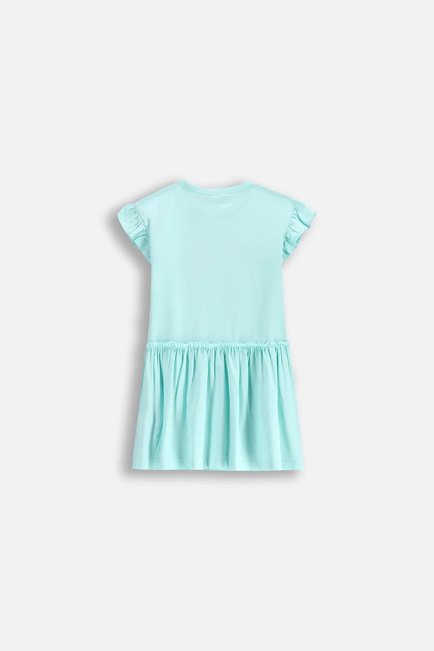 Платье Coccodrillo цвет бирюзовый mini прямое INSIDE OCEAN GIRL KIDS