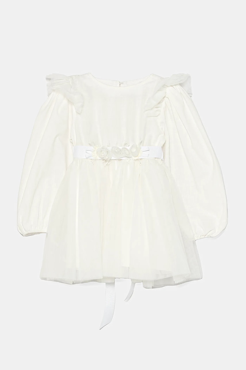 Jamiks rochie bebe GOLDIE culoarea alb, mini, evazati, JWH027 Jamiks rochie bebe GOLDIE culoarea alb, mini, evazati, JWH027