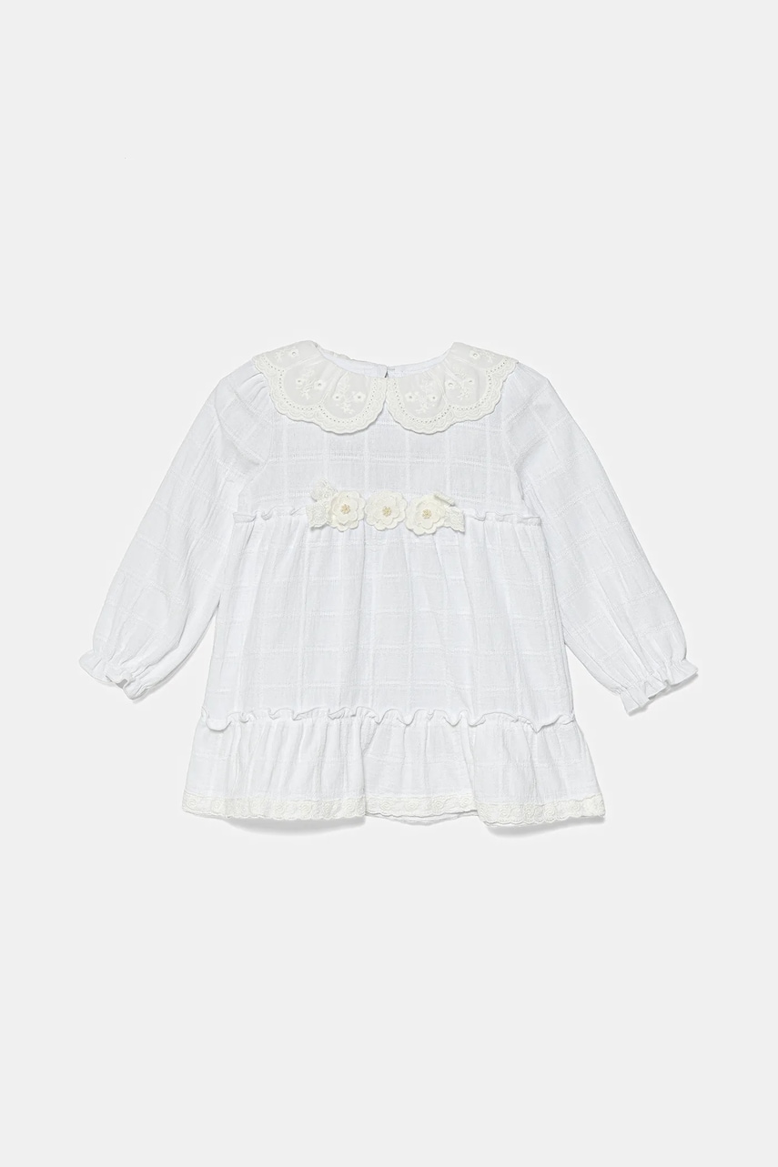 Jamiks rochie din bumbac pentru copii KORDELIA I culoarea alb, mini, evazati, JWH010 Jamiks rochie din bumbac pentru copii KORDELIA I culoarea alb, mini, evazati, JWH010
