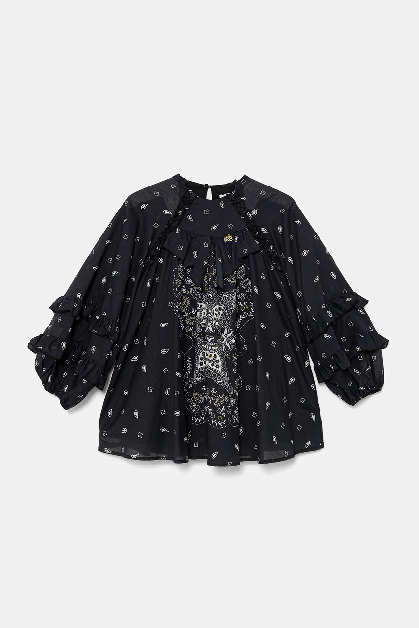 Хлопковое детское платье Pinko цвет синий mini oversize KFAB001.0.CAK05
