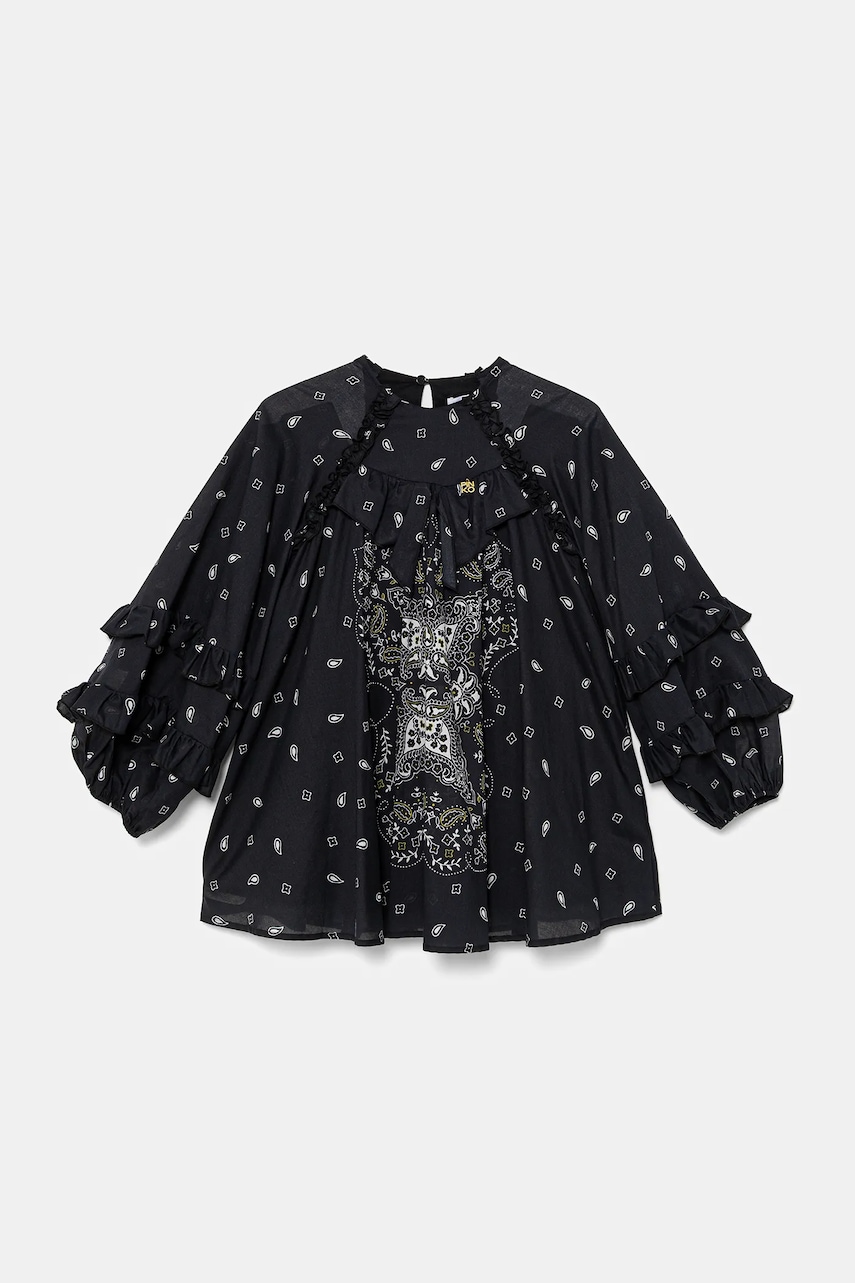 Хлопковое детское платье Pinko цвет синий mini oversize KFAB001.0.CAK05 Хлопковое детское платье Pinko цвет синий mini oversize KFAB001.0.CAK05