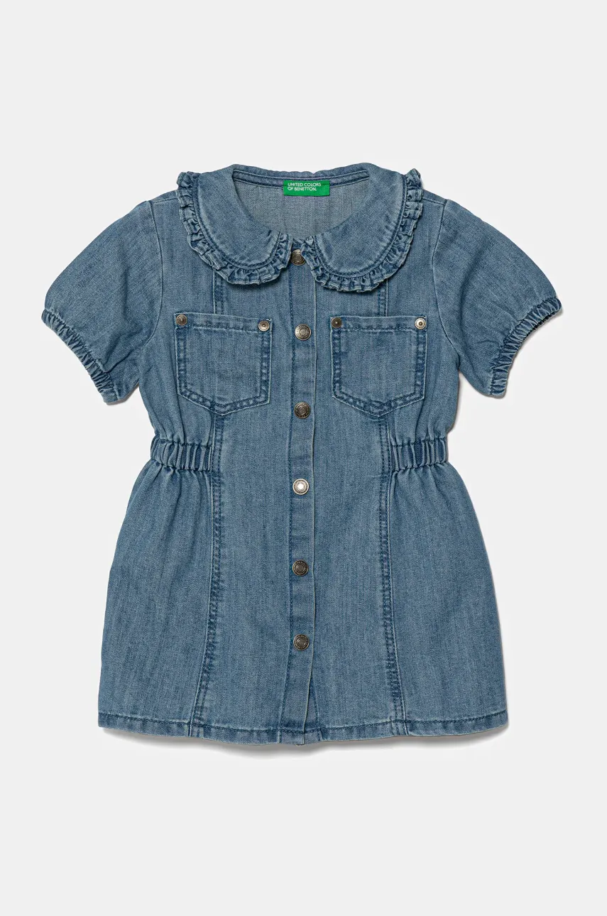 United Colors of Benetton rochie din denim pentru copii mini, evazati, 41DWGV029