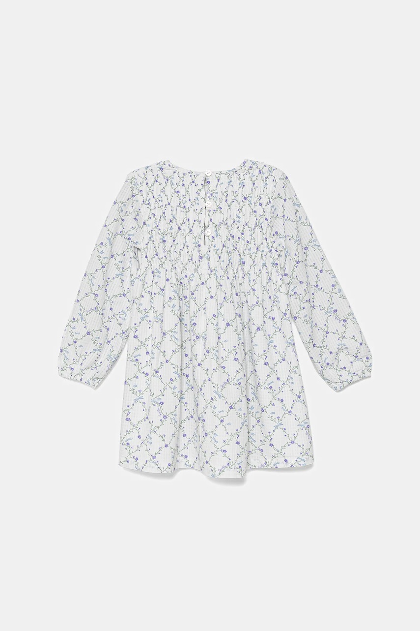 Хлопковое детское платье United Colors of Benetton цвет белый midi расклешённое 40VFGV028 Хлопковое детское платье United Colors of Benetton цвет белый midi расклешённое 40VFGV028