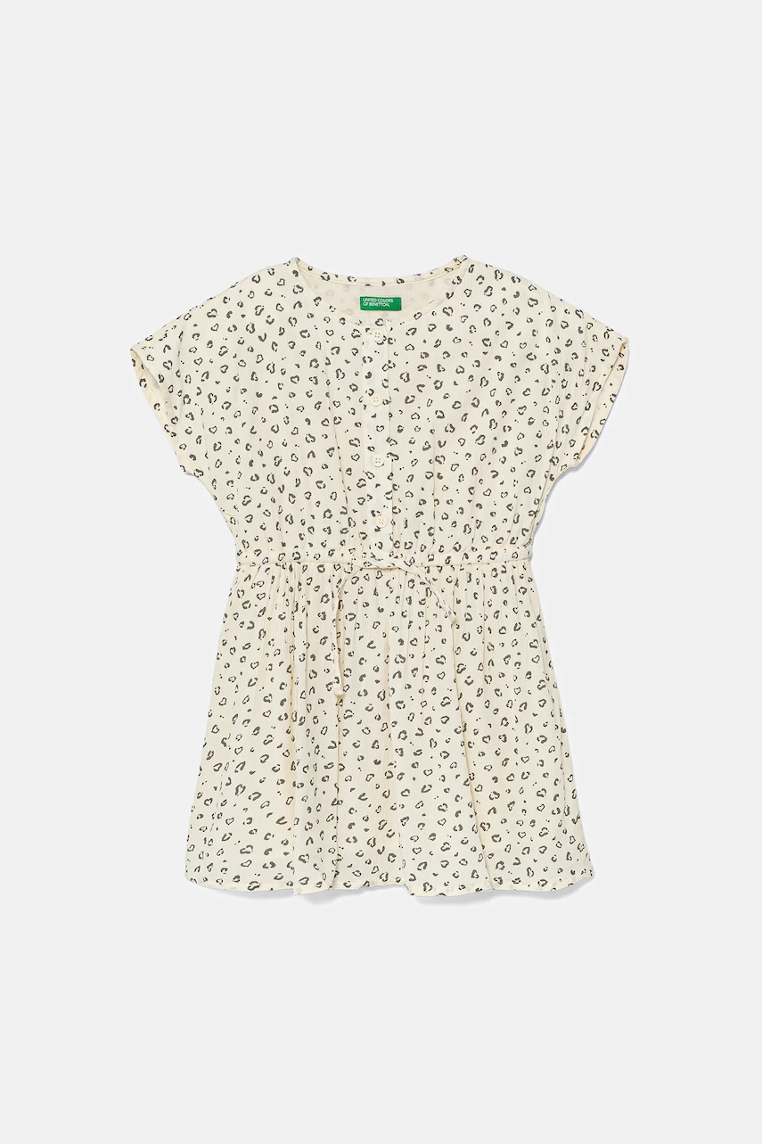United Colors of Benetton rochie fete culoarea bej, mini, evazati, 4KEUGV02D United Colors of Benetton rochie fete culoarea bej, mini, evazati, 4KEUGV02D