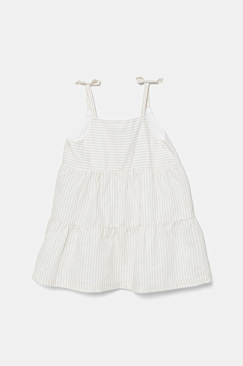 Детское льняное платье United Colors of Benetton цвет бежевый mini расклешённое 4Q1NGV025 Детское льняное платье United Colors of Benetton цвет бежевый mini расклешённое 4Q1NGV025
