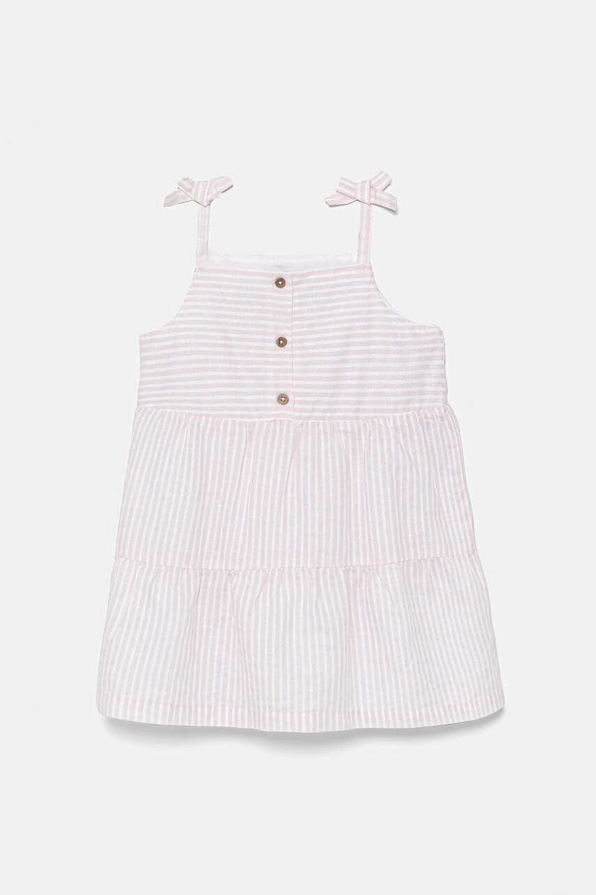 United Colors of Benetton rochie din in pentru copii culoarea roz, mini, evazati, 4Q1NGV025
