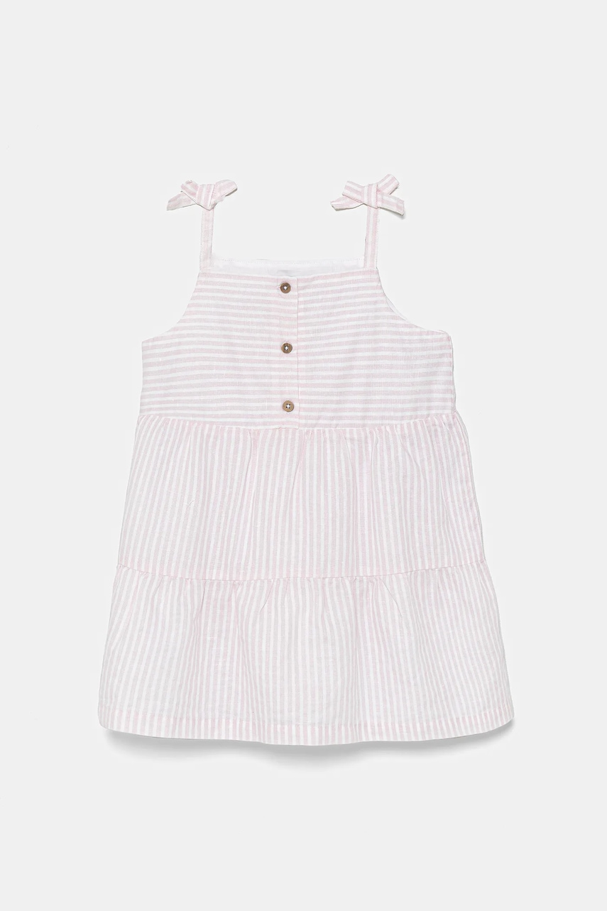 United Colors of Benetton rochie din in pentru copii culoarea roz, mini, evazată, 4Q1NGV025