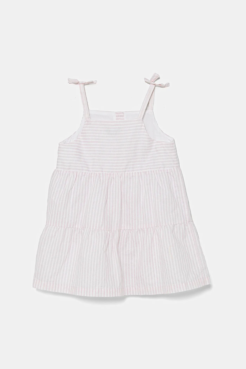 Детское льняное платье United Colors of Benetton цвет розовый mini расклешённое 4Q1NGV025 Детское льняное платье United Colors of Benetton цвет розовый mini расклешённое 4Q1NGV025