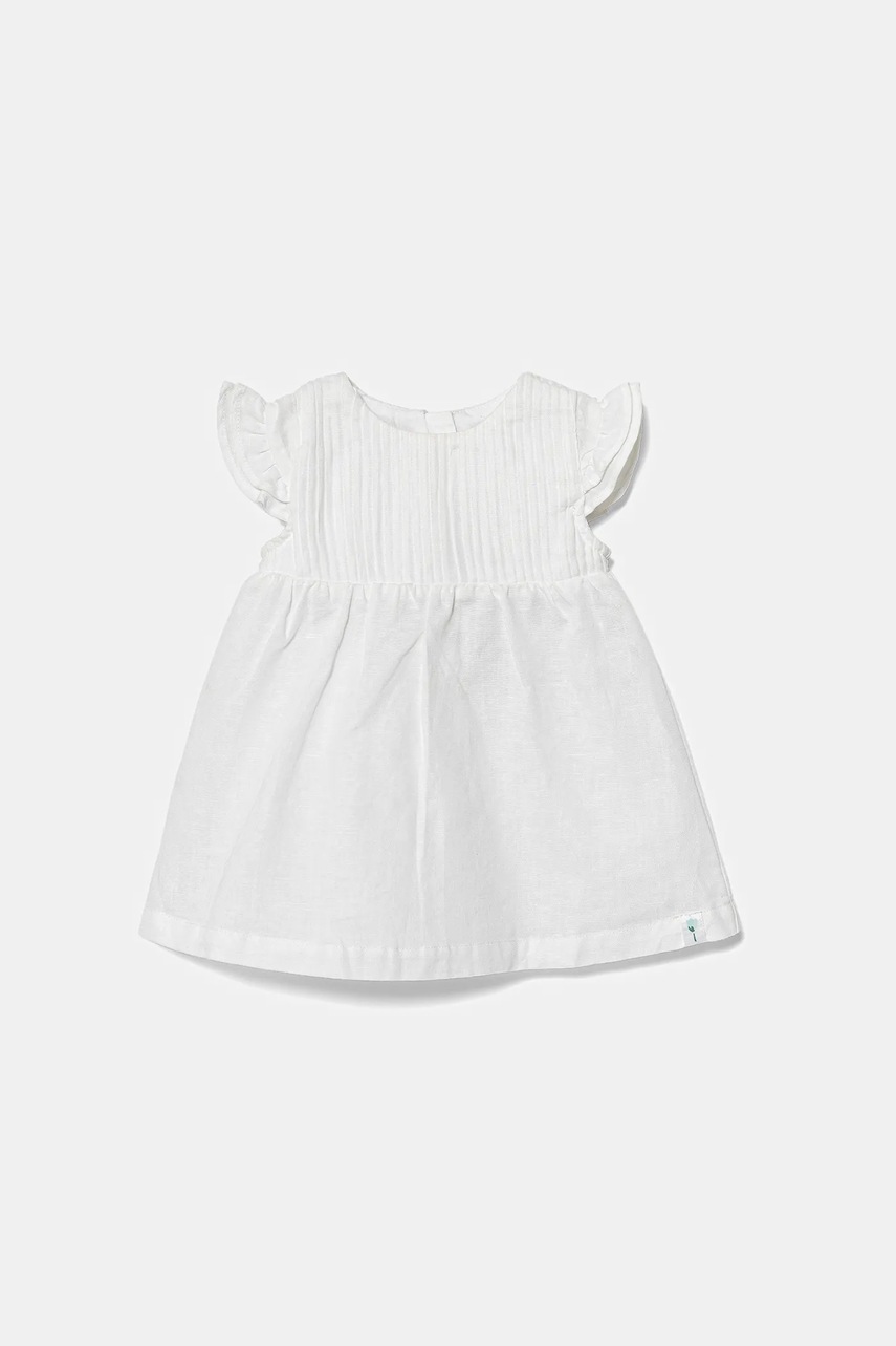 United Colors of Benetton rochie de in pentru bebeluși culoarea alb, midi, evazată, 43WBAV00N