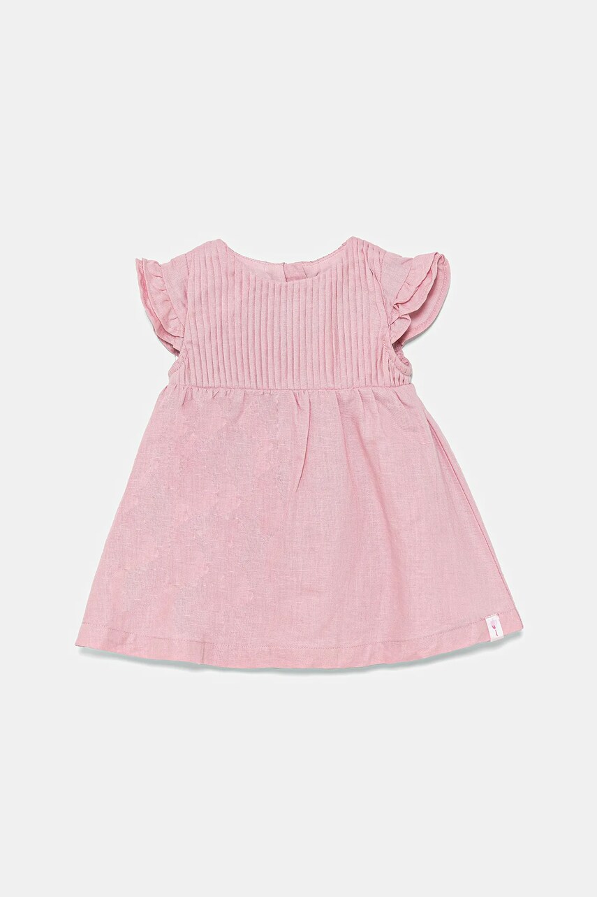 United Colors of Benetton rochie de in pentru bebeluși culoarea roz, midi, evazată, 43WBAV00N
