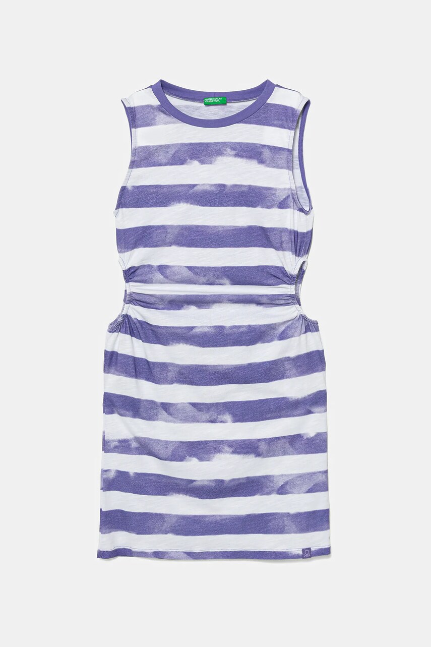 United Colors of Benetton rochie din bumbac pentru copii culoarea violet, mini, drept, 3SL3CV013