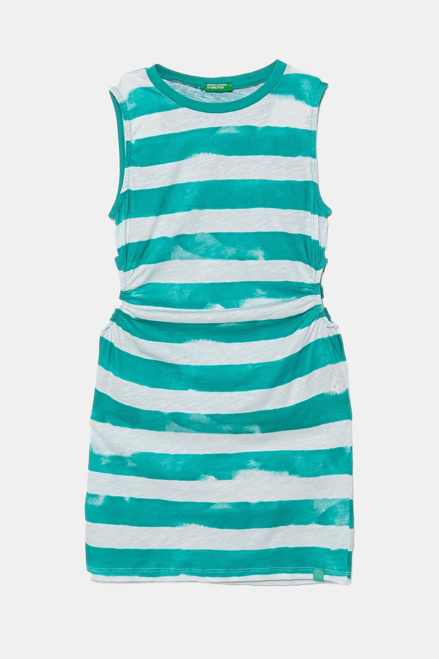 United Colors of Benetton rochie din bumbac pentru copii culoarea verde, mini, drept, 3SL3CV013