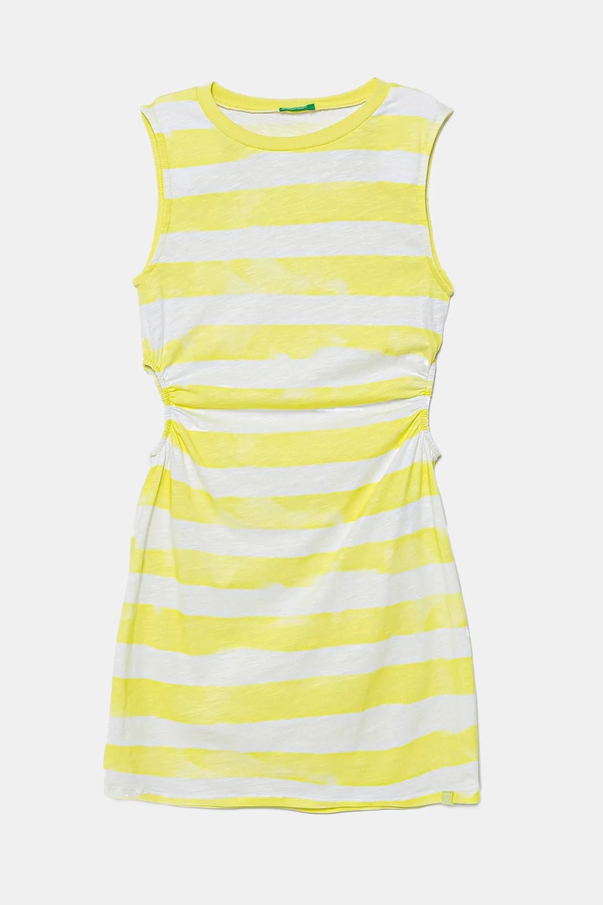 United Colors of Benetton rochie din bumbac pentru copii culoarea verde, mini, drept, 3SL3CV013