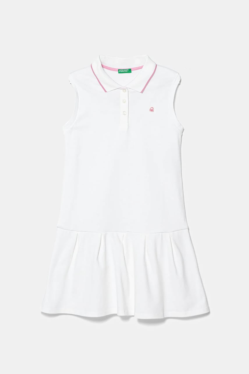 United Colors of Benetton rochie fete culoarea alb, mini, evazată, 3F9HCV012