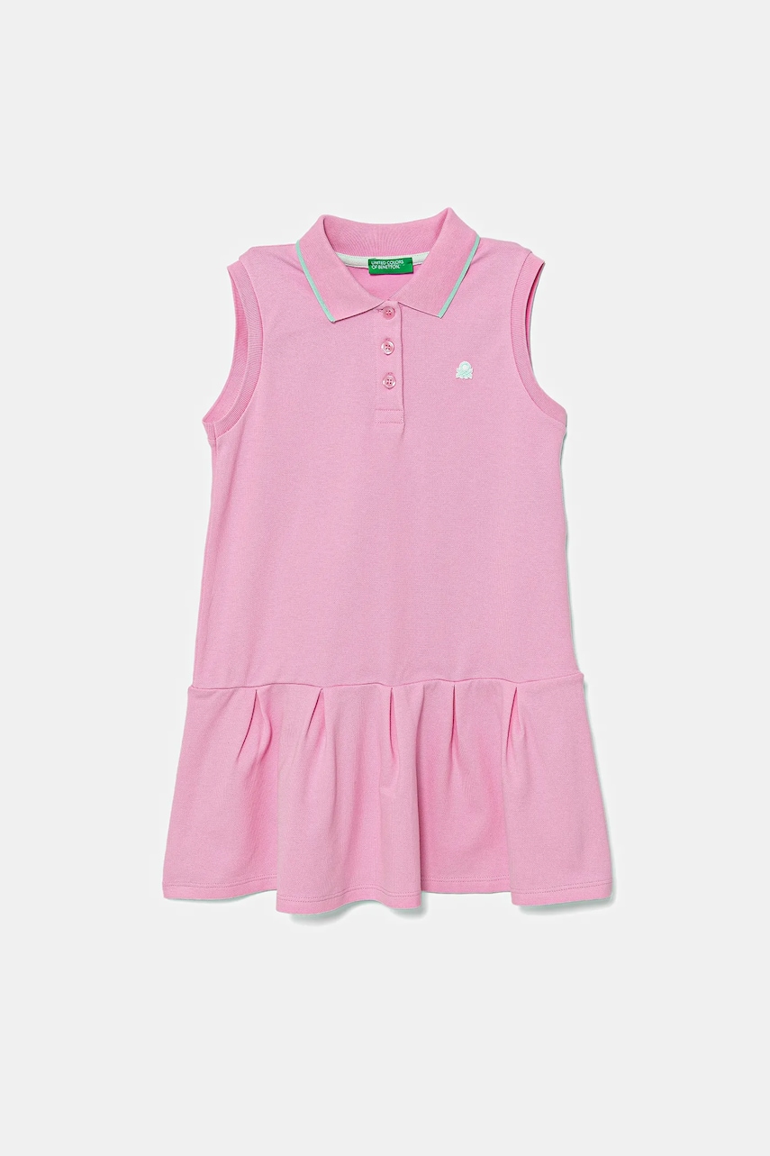 United Colors of Benetton rochie fete culoarea roz, mini, evazată, 3F9HCV012