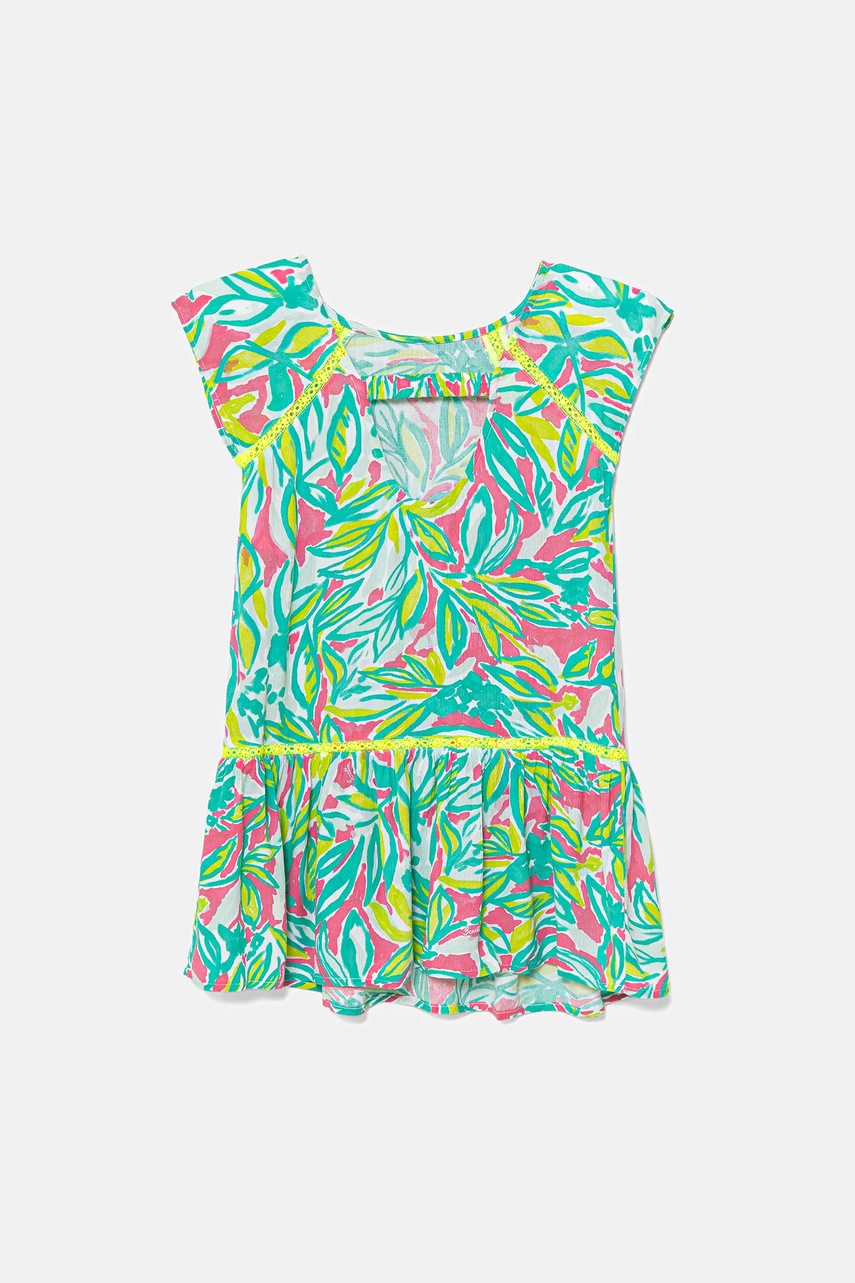 Детское платье United Colors of Benetton цвет бирюзовый mini расклешённое 4UIACV03G