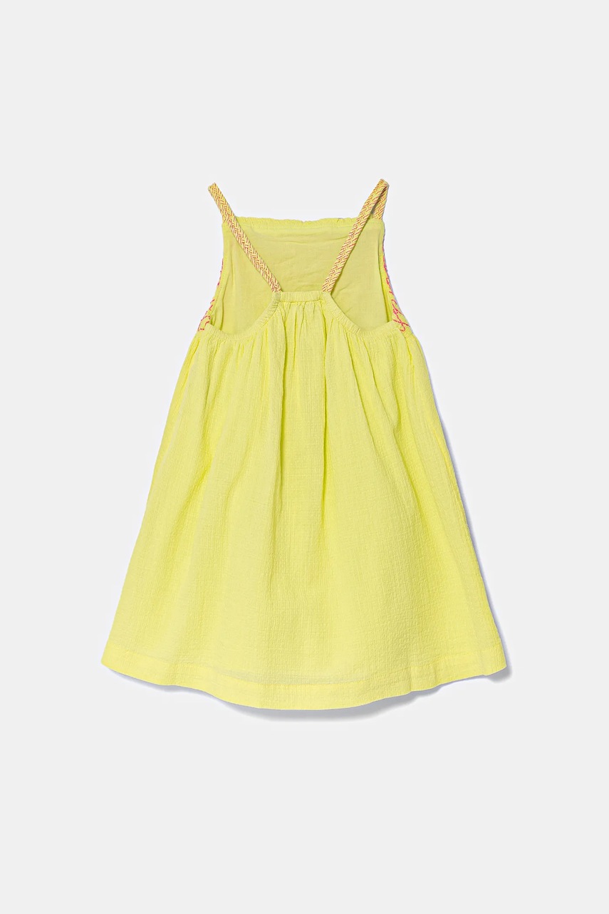 Хлопковое детское платье United Colors of Benetton цвет жёлтый mini расклешённое 4M6BGV02G Хлопковое детское платье United Colors of Benetton цвет жёлтый mini расклешённое 4M6BGV02G