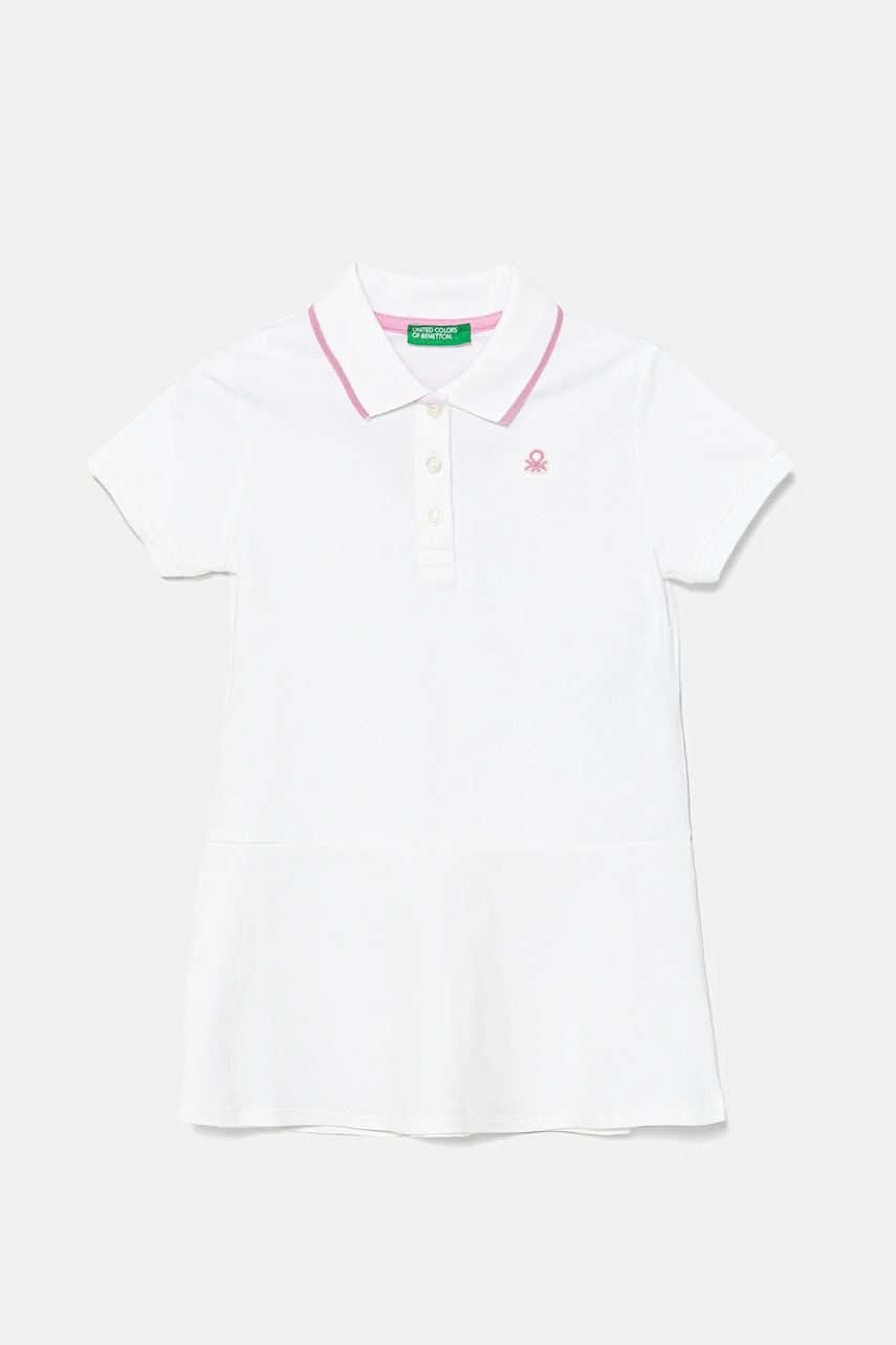 United Colors of Benetton rochie fete culoarea alb, mini, evazată, 3F9HGV00Z