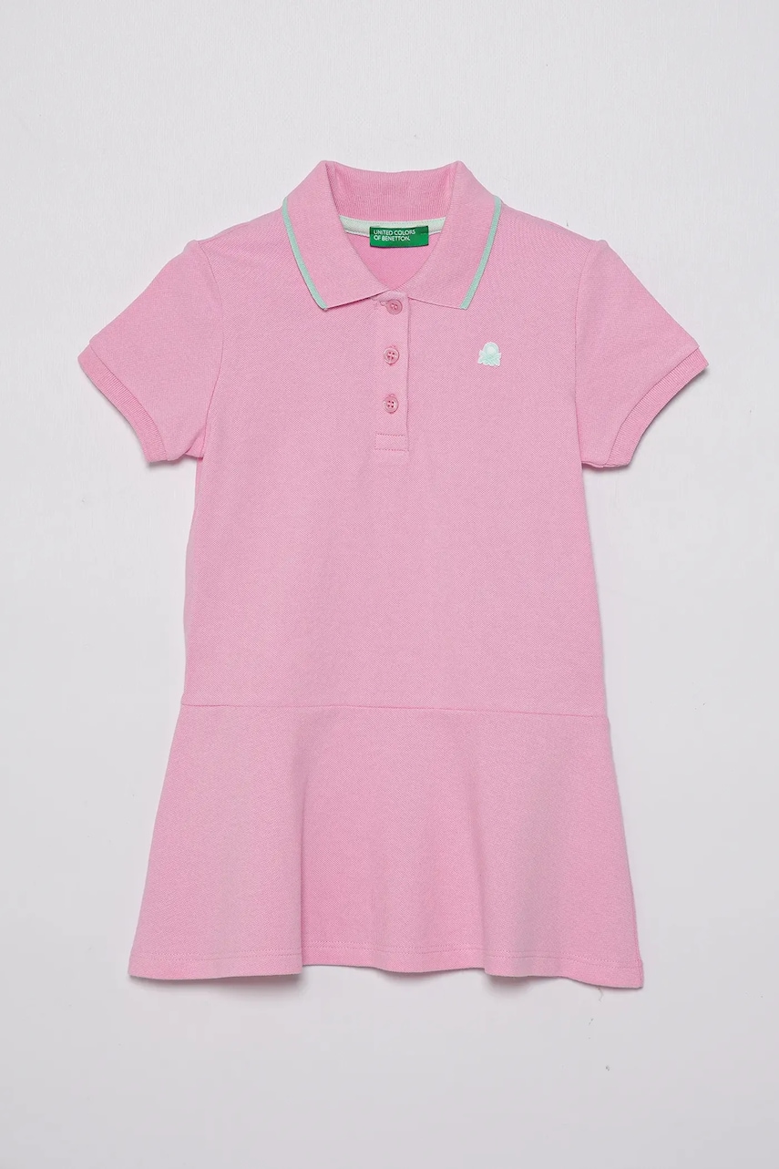 United Colors of Benetton rochie fete culoarea roz, mini, evazati, 3F9HGV00Z