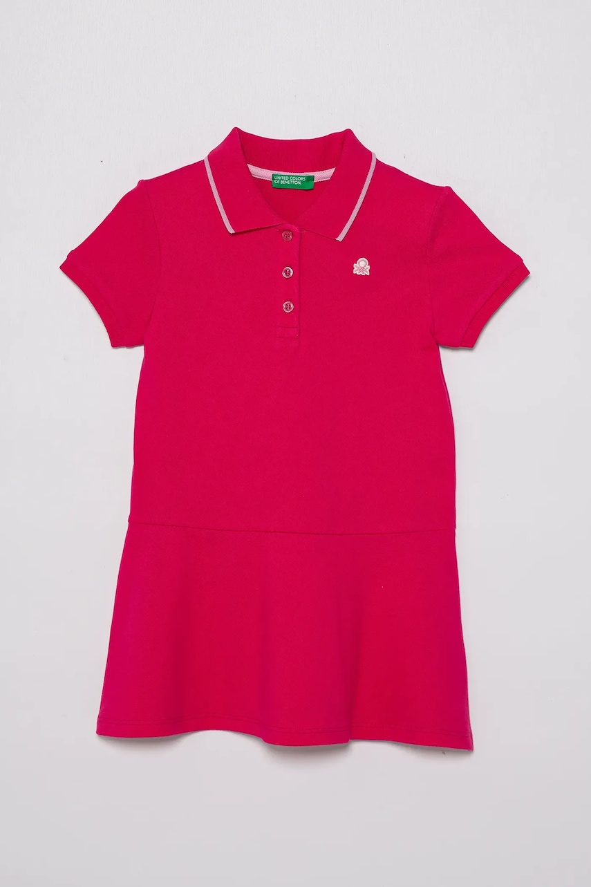 United Colors of Benetton rochie fete culoarea roz, mini, evazată, 3F9HGV00Z