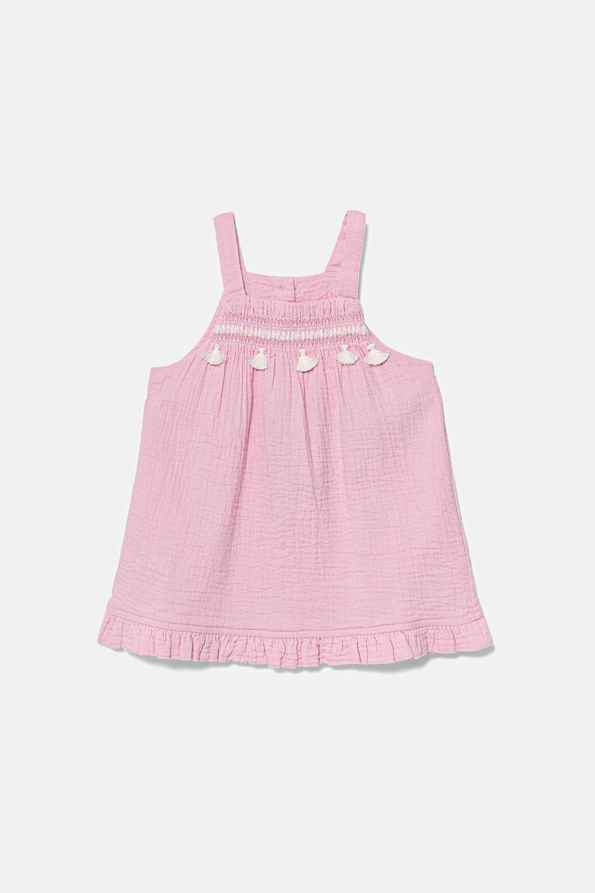 Хлопковое детское платье United Colors of Benetton цвет розовый mini расклешённое 4PZQAV00Q Хлопковое детское платье United Colors of Benetton цвет розовый mini расклешённое 4PZQAV00Q