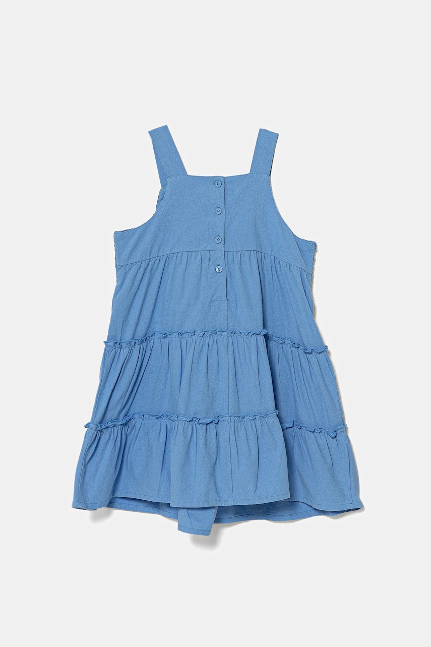 Хлопковое детское платье United Colors of Benetton цвет чёрный midi расклешённое 47JKGV02F Хлопковое детское платье United Colors of Benetton цвет чёрный midi расклешённое 47JKGV02F