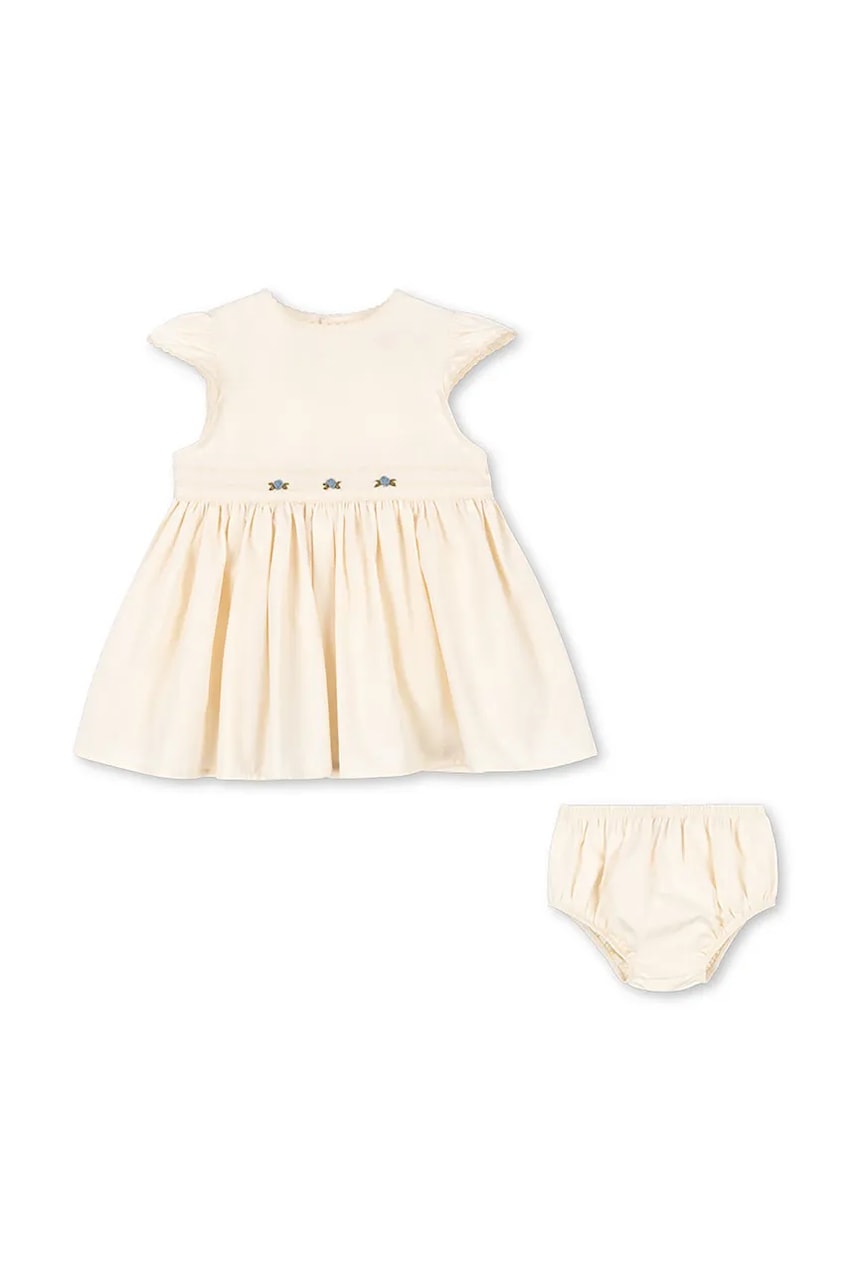 Детское хлопковое платье Konges Sløjd CELEBRATION AALIYAH BABY SET GOTS цвет бежевый mini расклешённое KS103577 Детское хлопковое платье Konges Sløjd CELEBRATION AALIYAH BABY SET GOTS цвет бежевый mini расклешённое KS103577