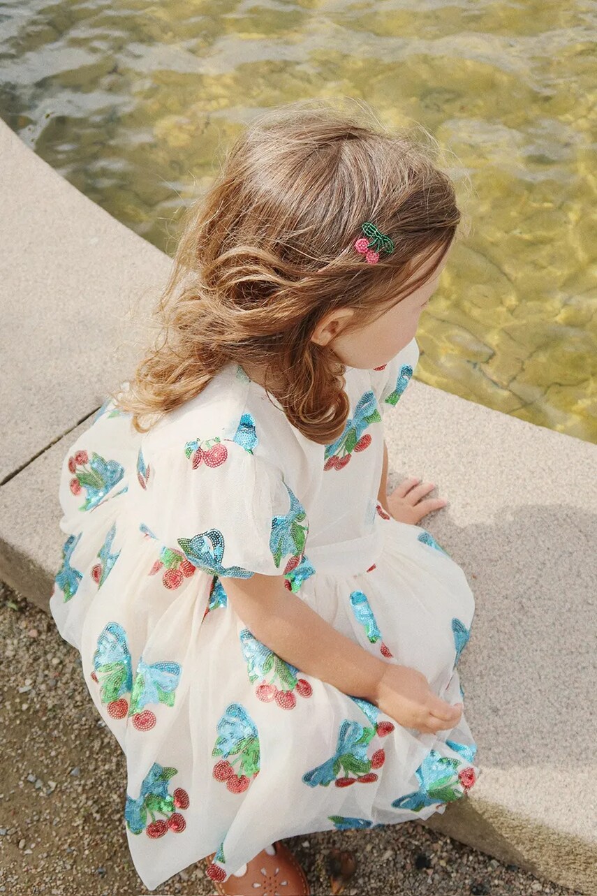 Konges Sløjd rochie HEARTLILY DRESS GRS culoarea bej, mini, evazată, KS103220