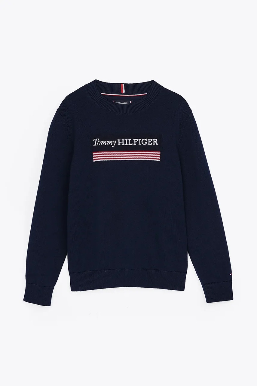 Детский хлопковый свитер Tommy Hilfiger цвет синий KB0KB09344 Детский хлопковый свитер Tommy Hilfiger цвет синий KB0KB09344