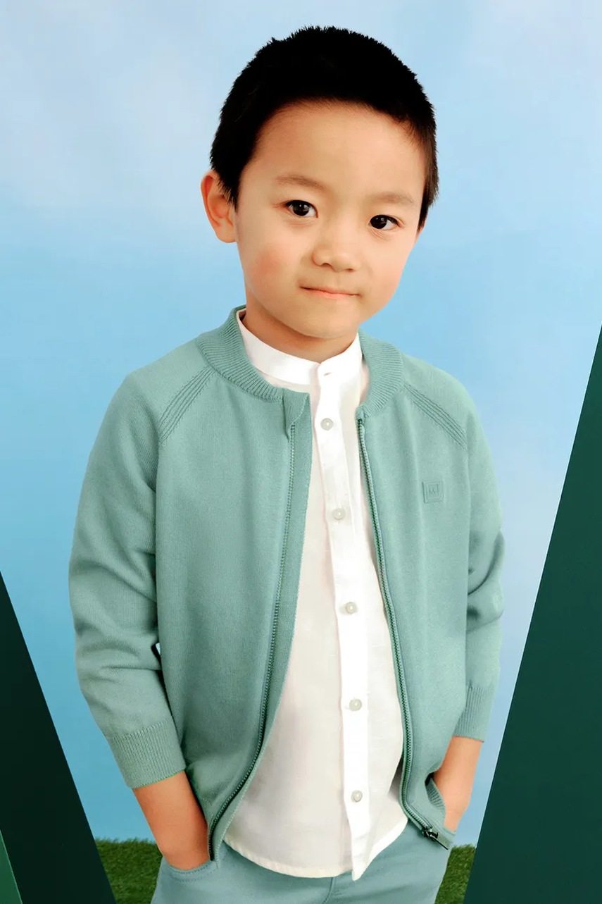 Mayoral cardigan din bumbac pentru copii culoarea verde, 3373