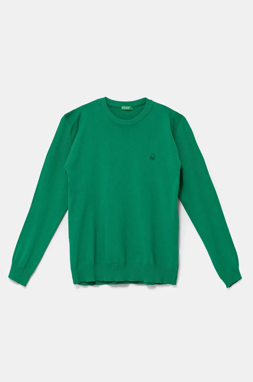 United Colors of Benetton pulover de bumbac pentru copii culoarea verde, light, 1098C107W