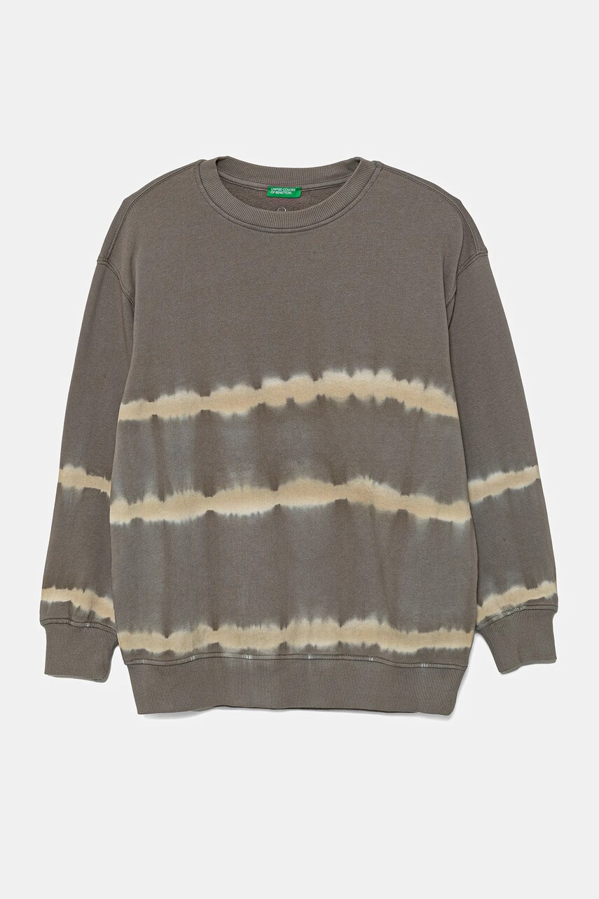 United Colors of Benetton hanorac de bumbac pentru copii culoarea gri, cu imprimeu, 3WITC10N6
