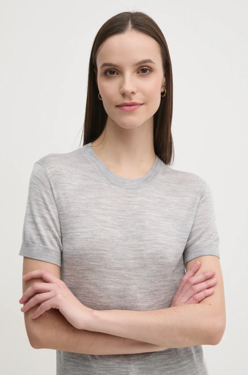 Levně Svetr z vlněné směsi Calvin Klein dámský, šedá barva, lehký, K20K208123
