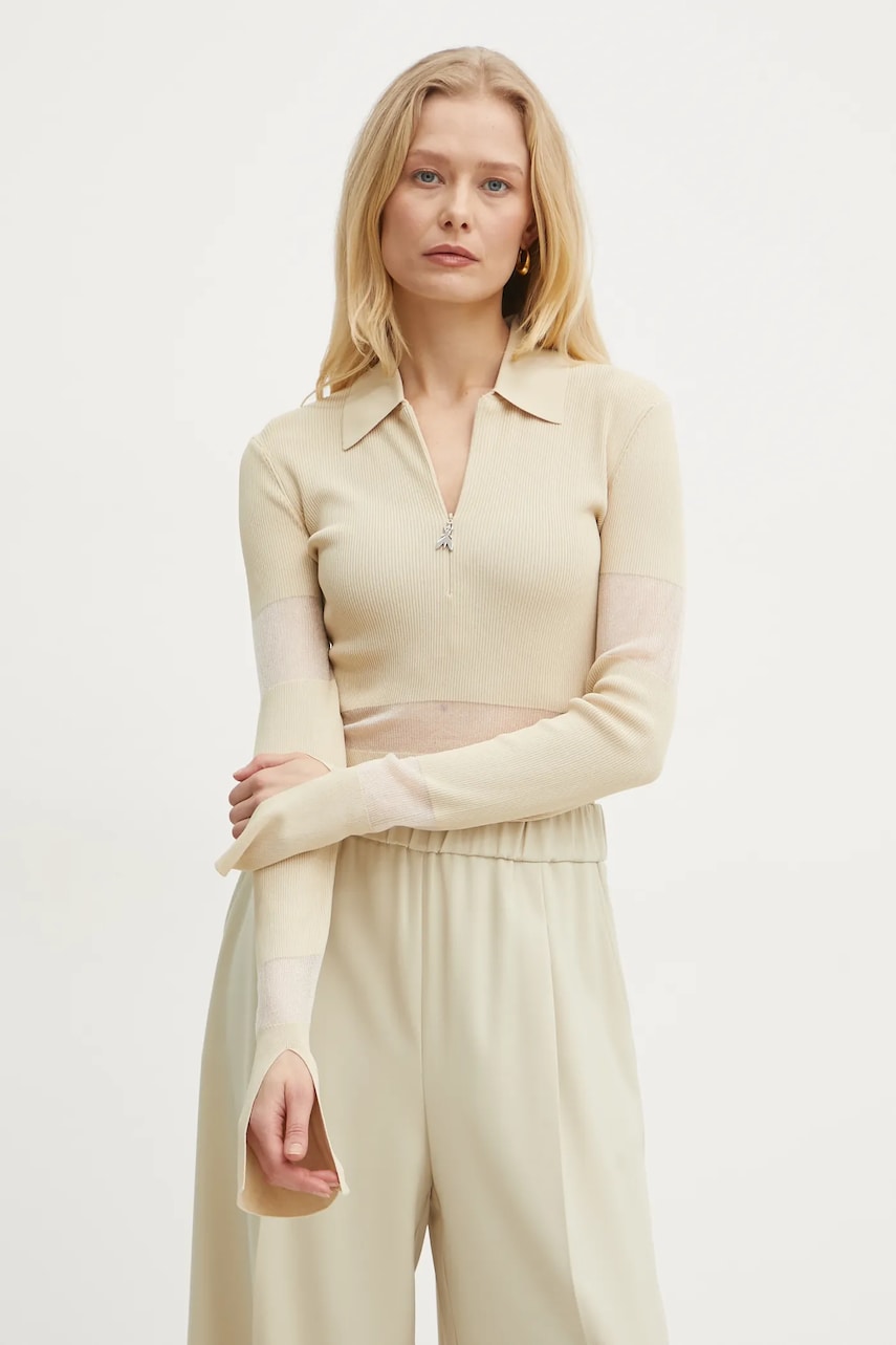 Levně Svetr Patrizia Pepe dámský, béžová barva, lehký, 8K0248 K078