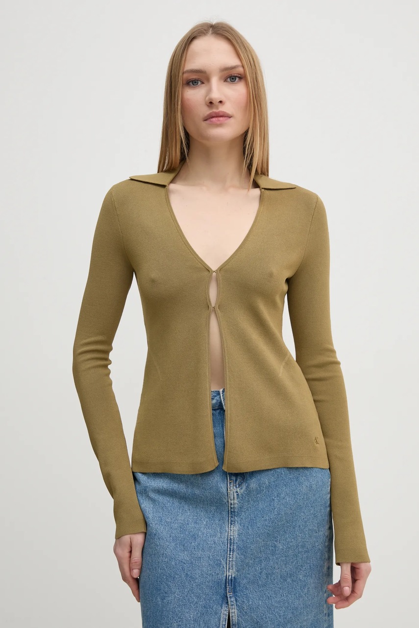 Джемпер Calvin Klein Jeans жіночий колір зелений легкий J20J224800 