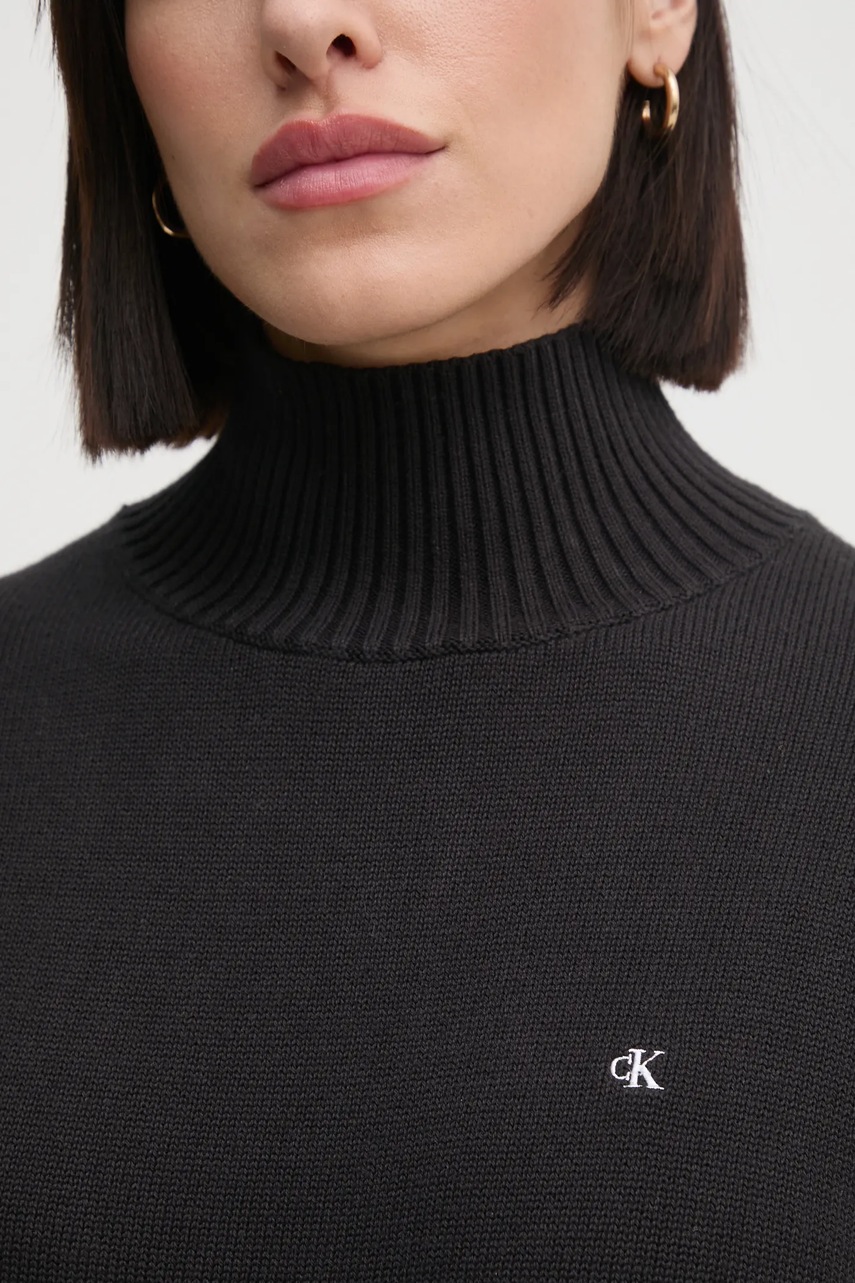 Бавовняний светр Calvin Klein Jeans колір чорний гольф J20J224806 