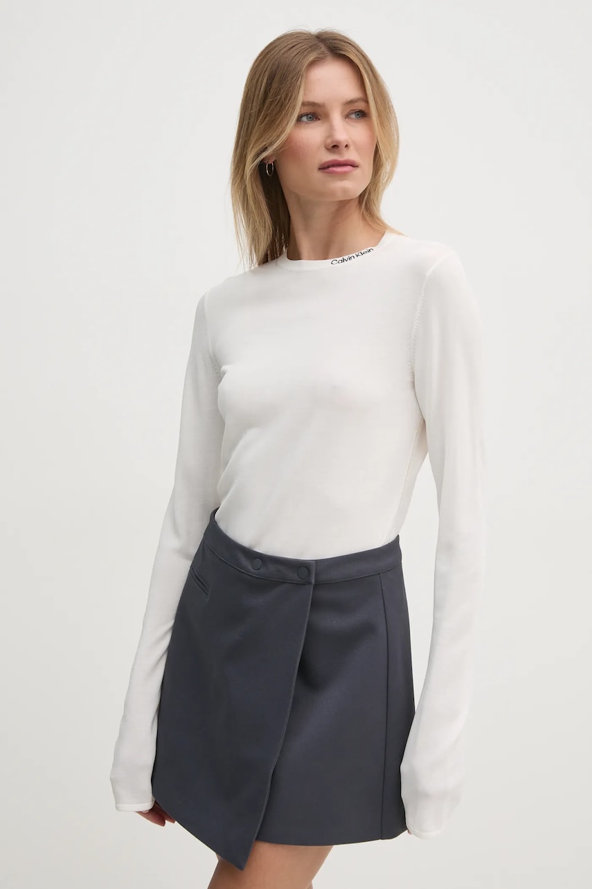 Levně Svetr Calvin Klein Jeans dámský, béžová barva, lehký, J20J224807