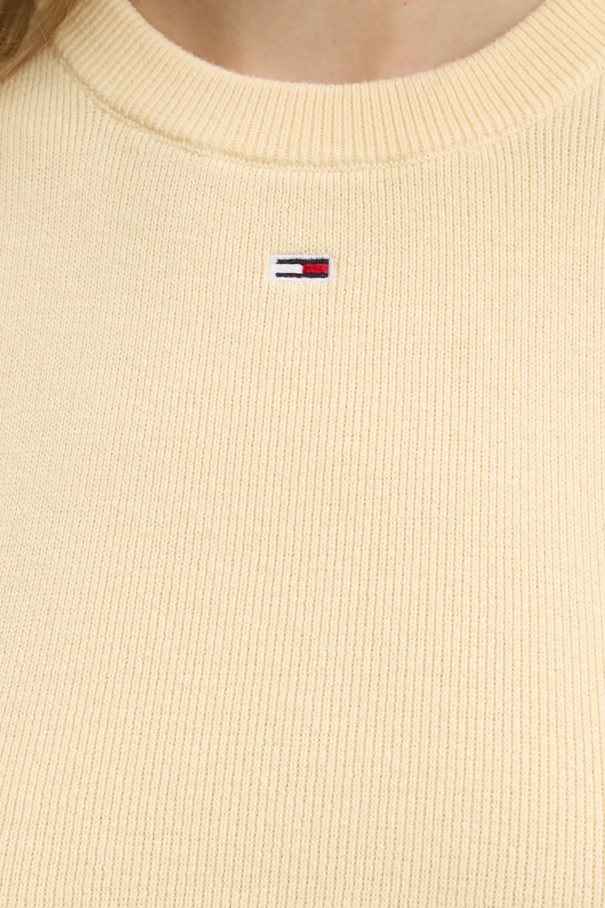 Бавовняний светр Tommy Jeans колір жовтий легкий DW0DW19336 