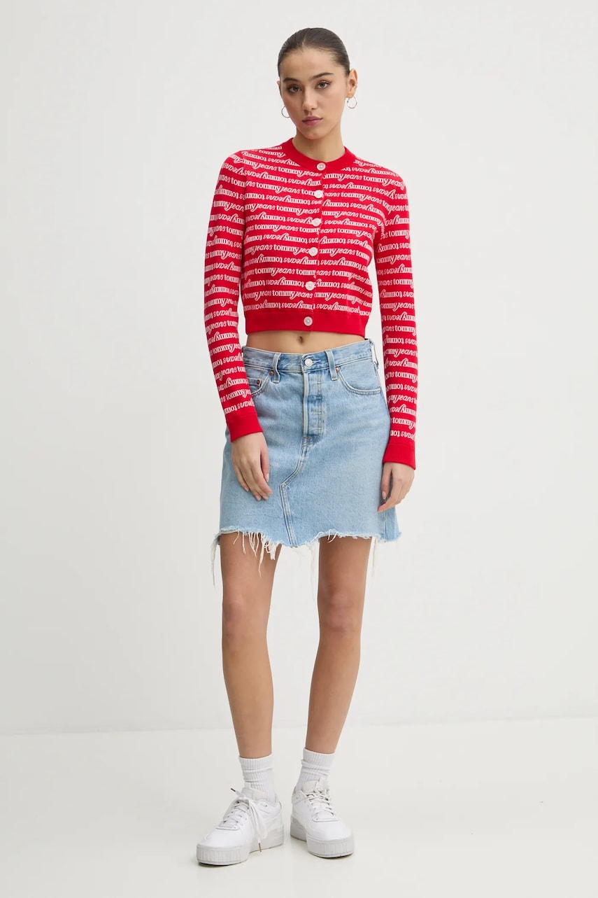 Свитер Tommy Jeans женский цвет красный DW0DW19340 Свитер Tommy Jeans женский цвет красный DW0DW19340
