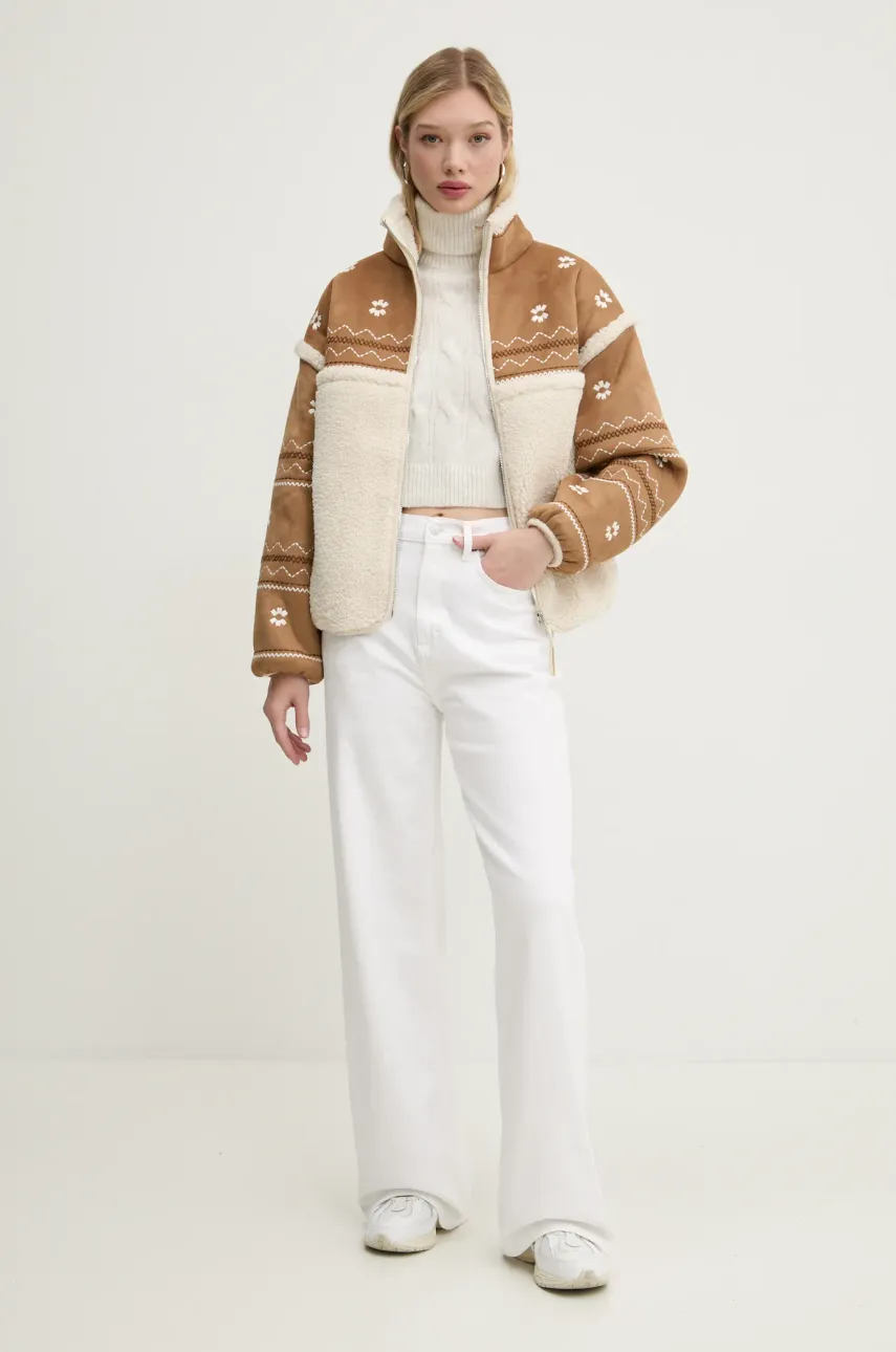 Свитер с примесью шерсти Tommy Jeans женский цвет бежевый с гольфом DW0DW19389 Свитер с примесью шерсти Tommy Jeans женский цвет бежевый с гольфом DW0DW19389